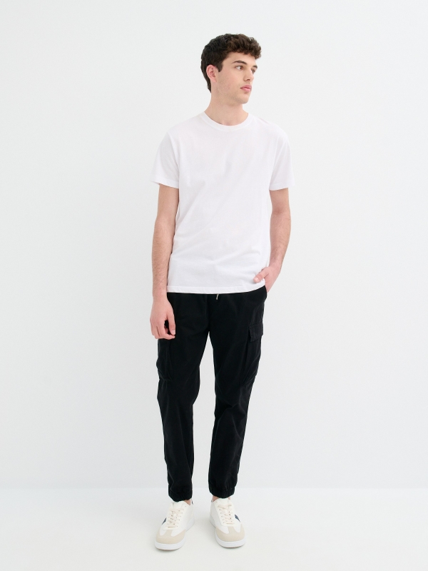 Cargo jogger pants black general front view