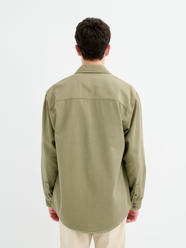 Khaki Overshirt khaki middle back view