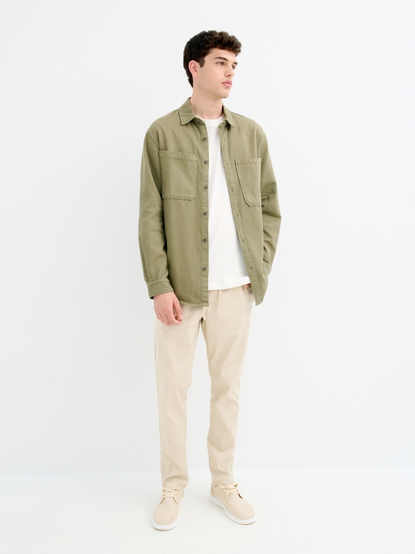 Khaki Overshirt khaki general front view
