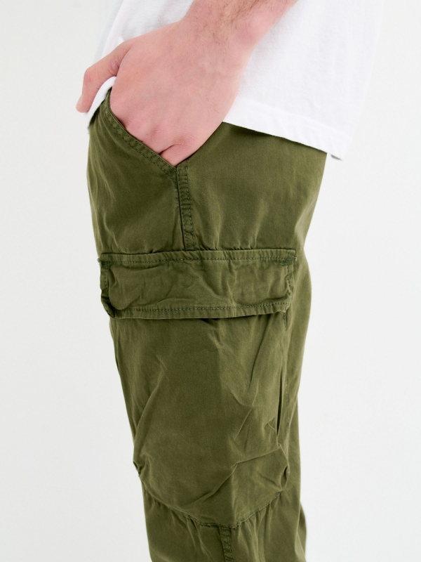 Cargo jogger pants khaki detail view