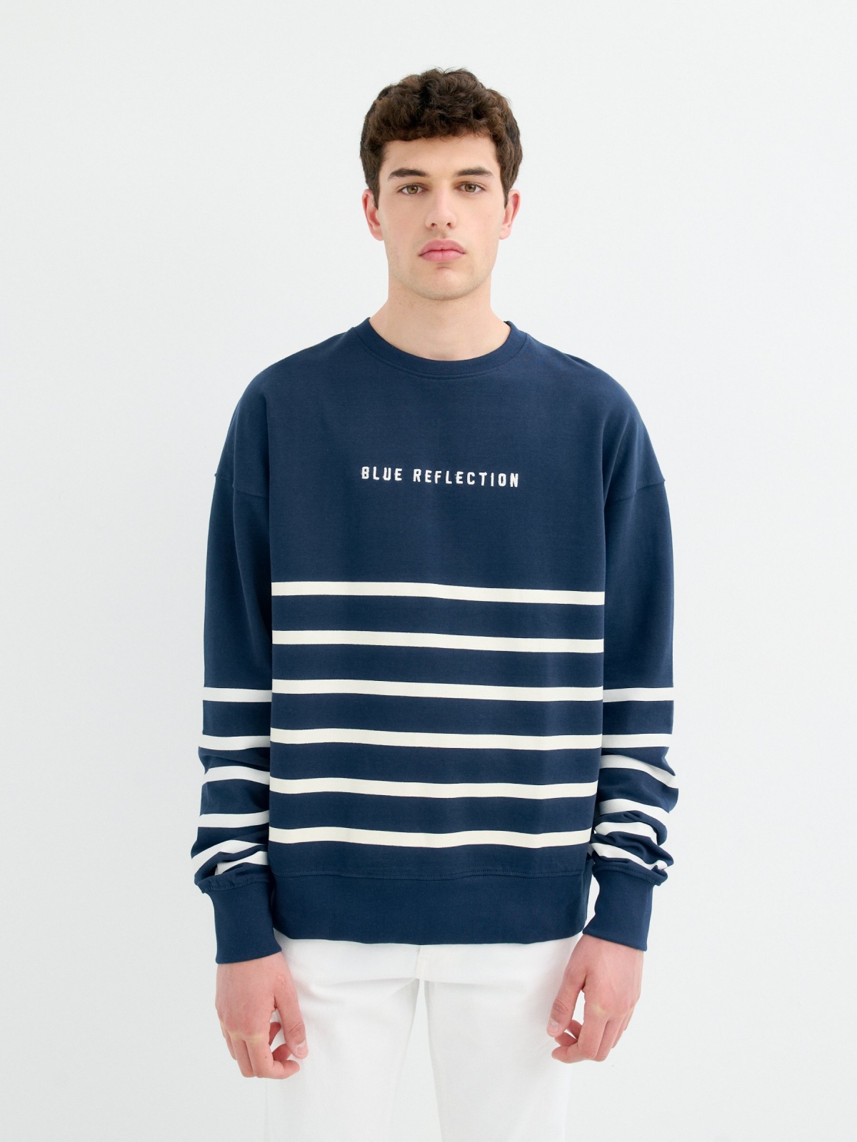 Moletom sem capuz Blue Reflection azul marinho vista meia frontal