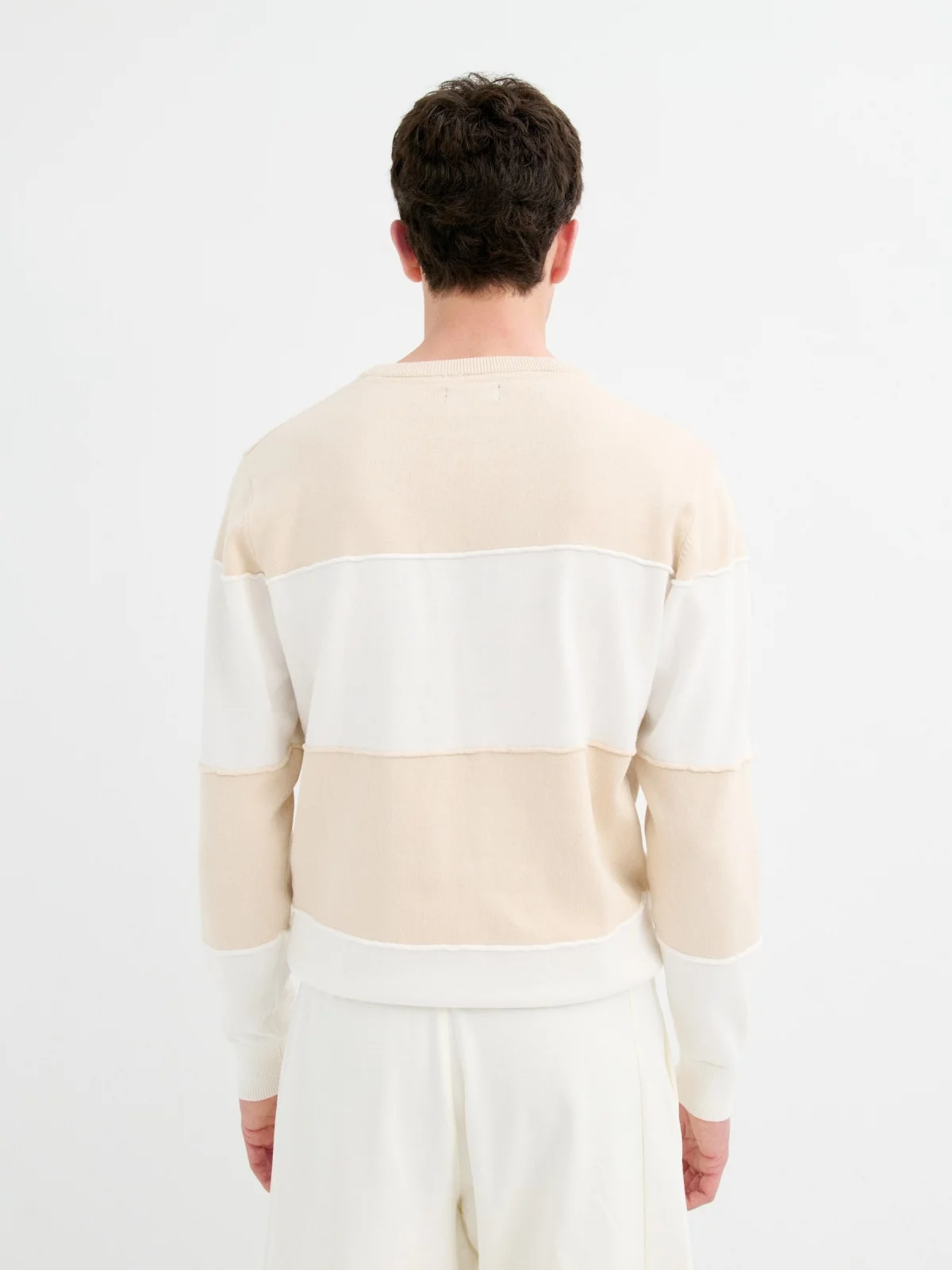 White and beige striped jersey white middle back view