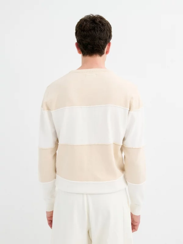 White and beige striped jersey white middle back view