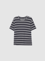 %Pto% Striped knit shirt navy front view