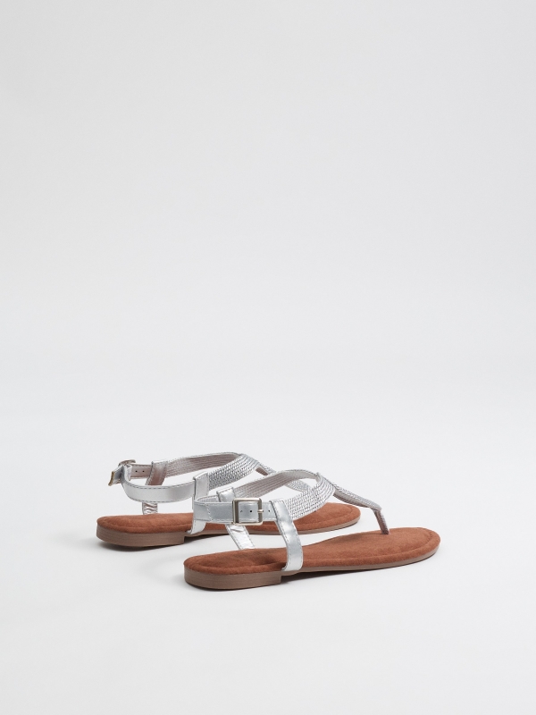 Silver thong sandal silver 45º back view