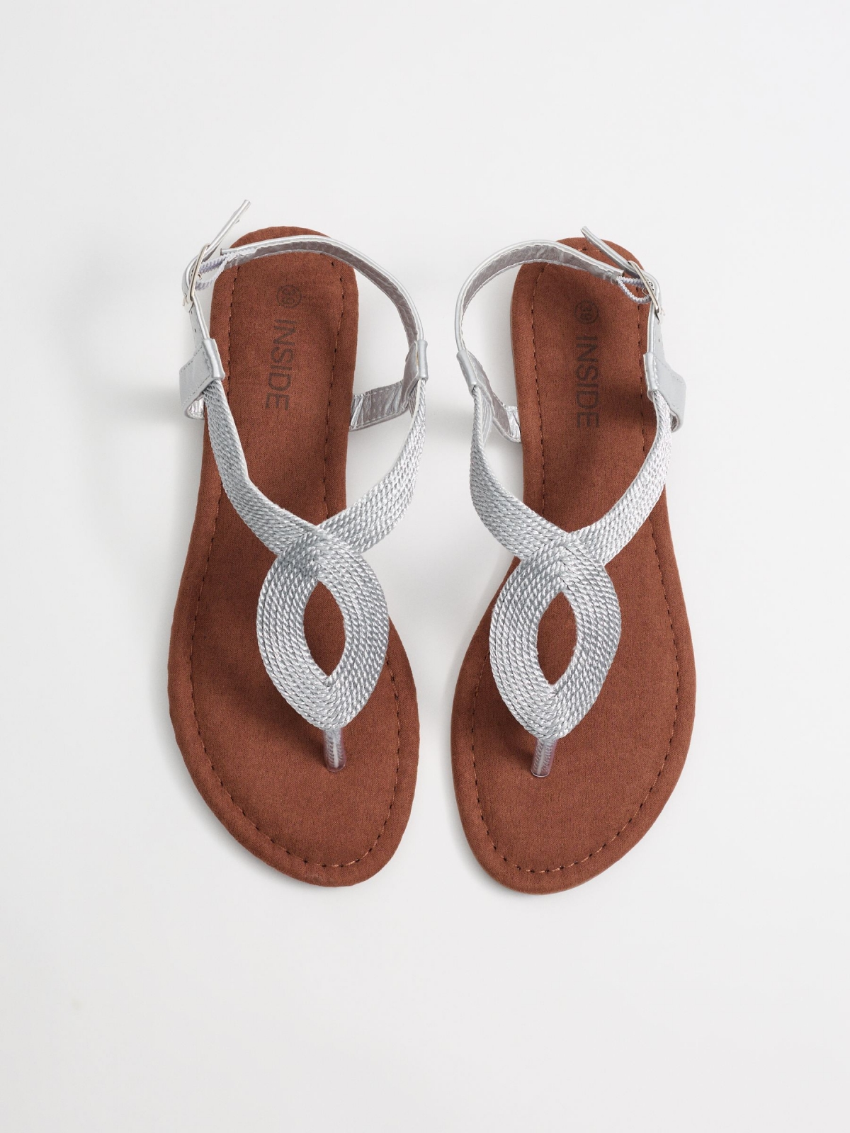 Silver thong sandal silver zenithal view