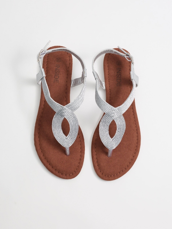 Silver thong sandal silver zenithal view