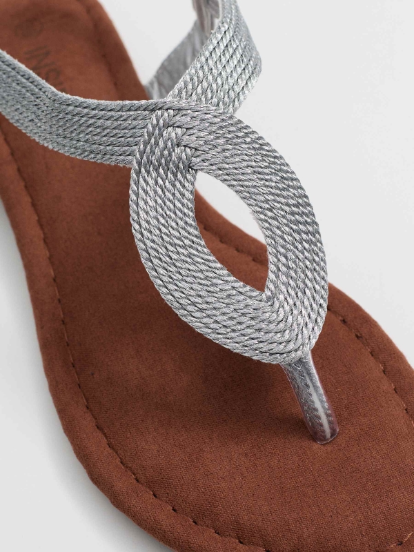 Silver thong sandal silver detail view