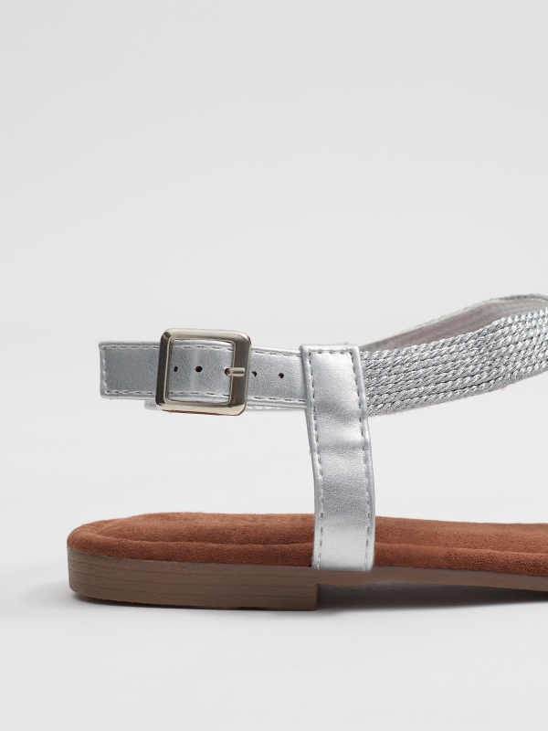 Silver thong sandal silver detail view