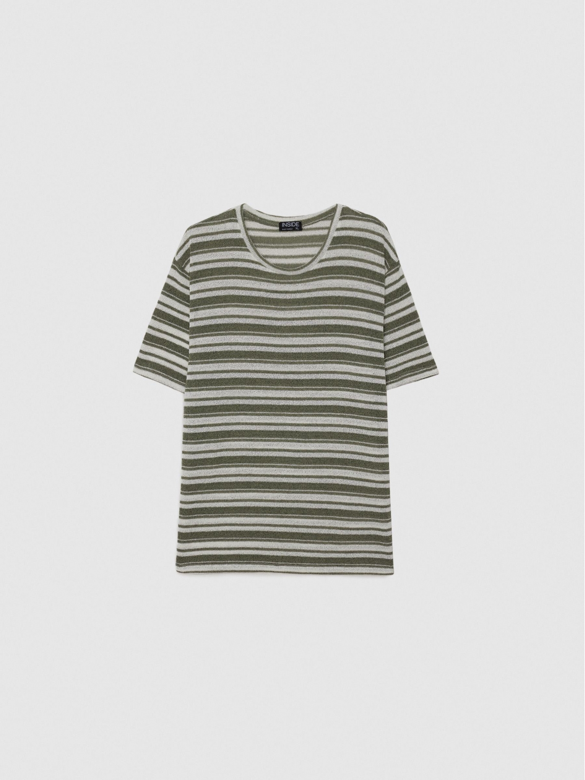 %Pto% Camiseta listrada cáqui vista frontal