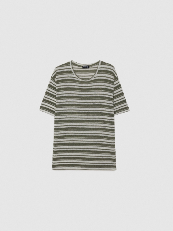  Camiseta punto rayas kaki vista frontal