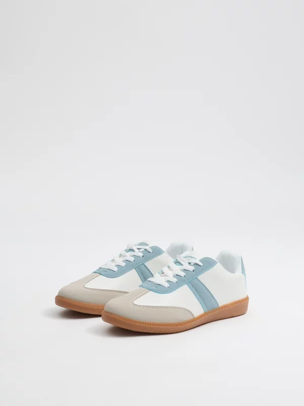 Retro combined sneakers steel blue 45º front view