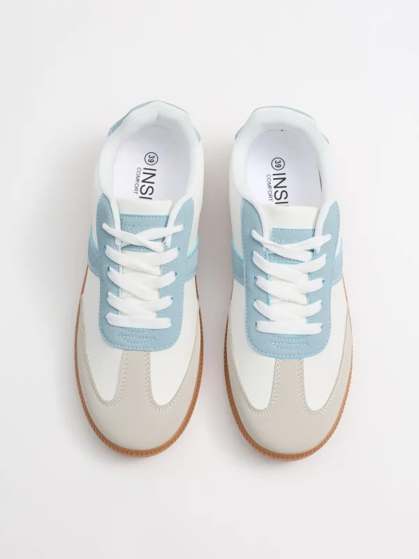 Retro combined sneakers steel blue zenithal view