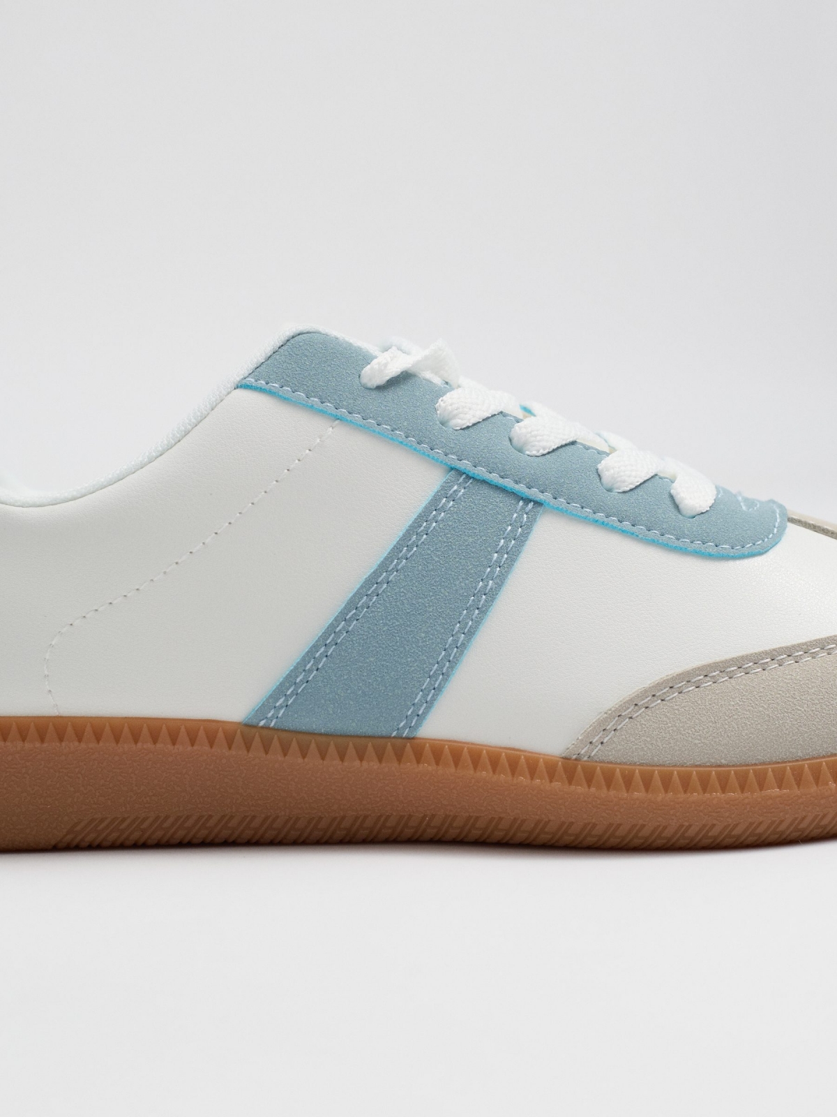 Zapatillas lona combinada blanco vista frontal 45º
