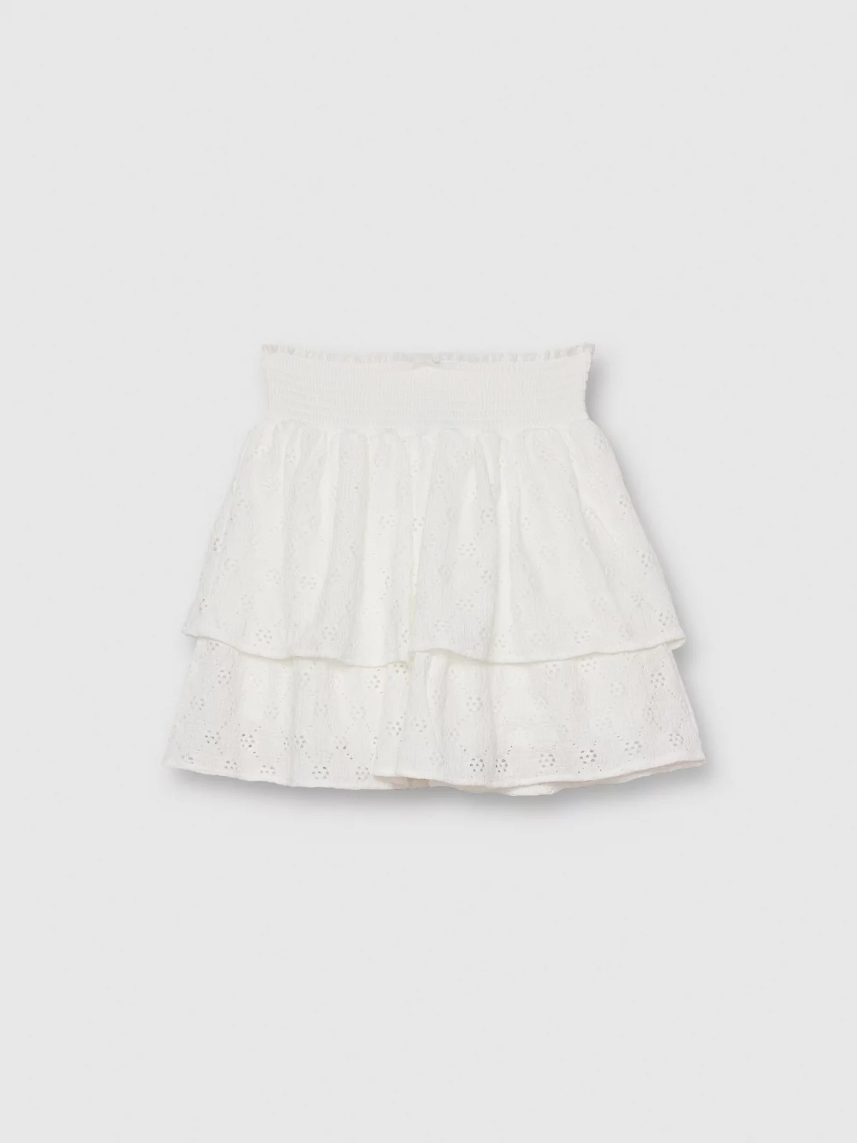  Mini ruffle skirt white front view