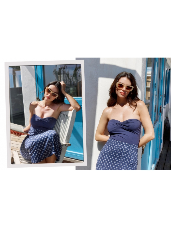  Top bandeau ruched navy