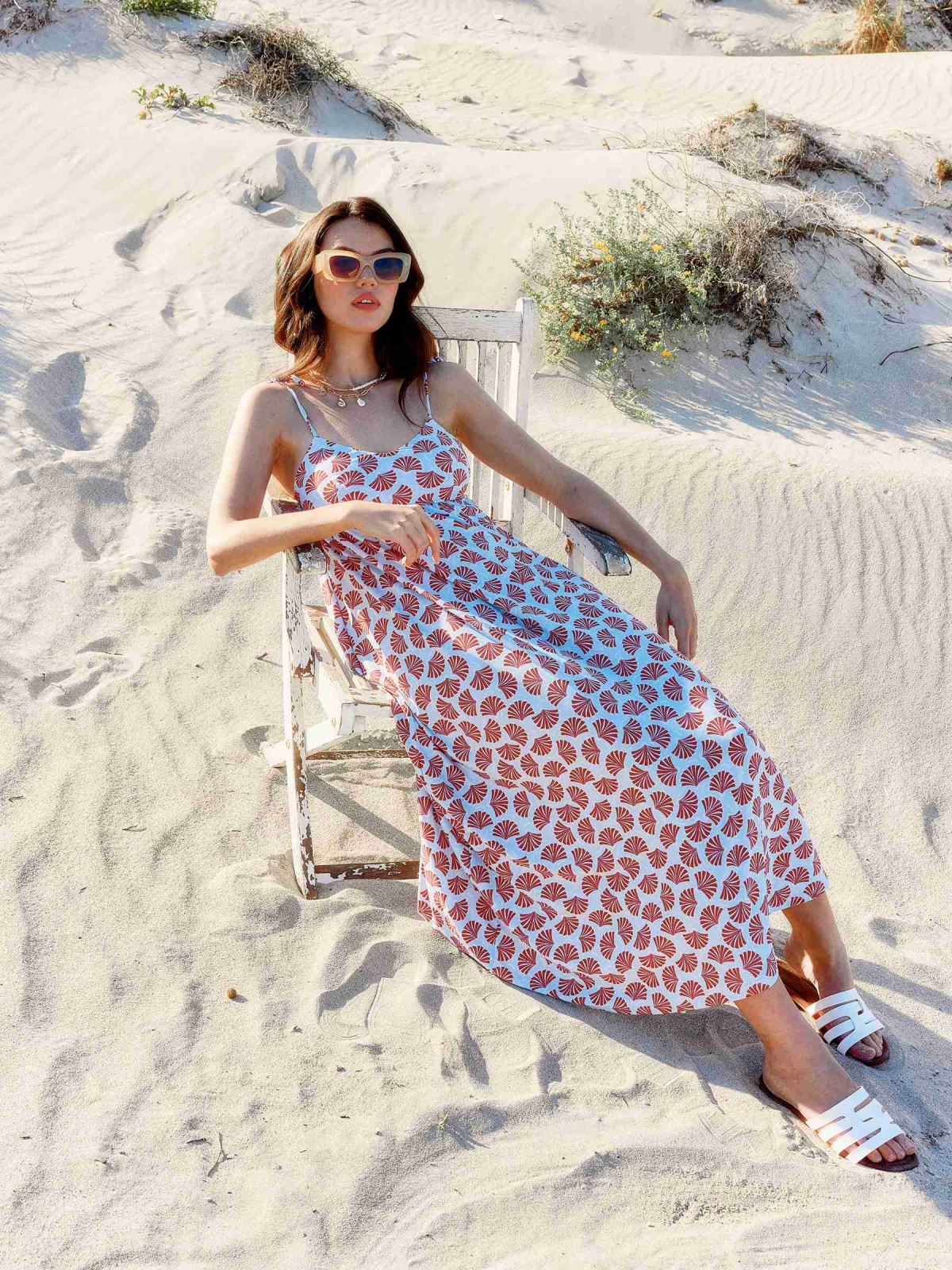 %New% Vestido midi tirantes estampado azul claro