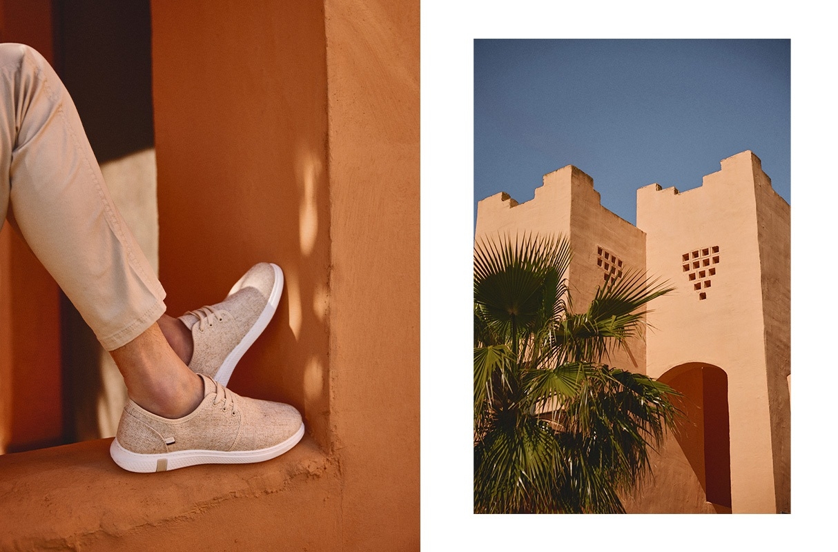 Raw canvas shoes raw profile view