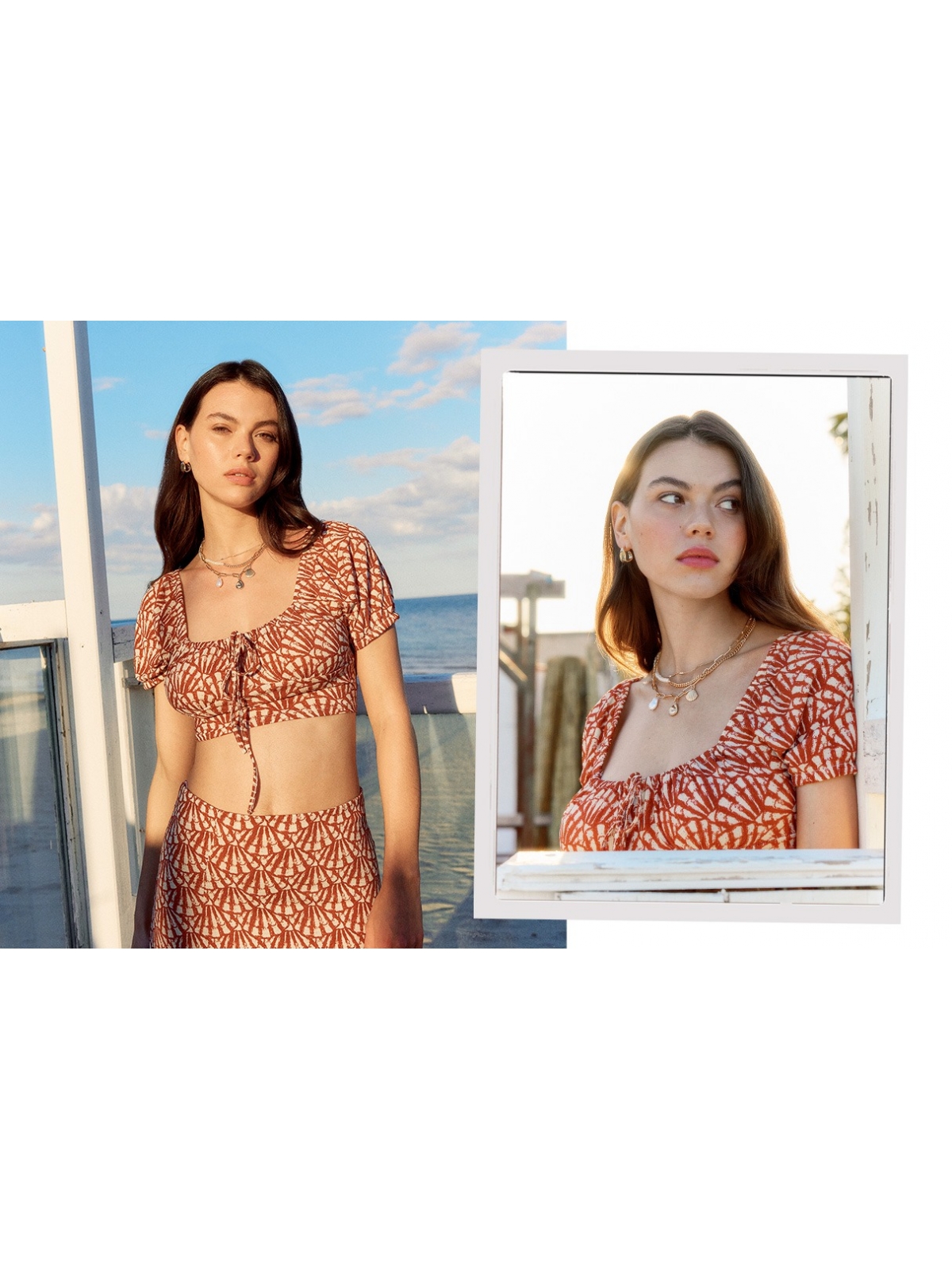 %NewExtra% Top mesonero estampado arena