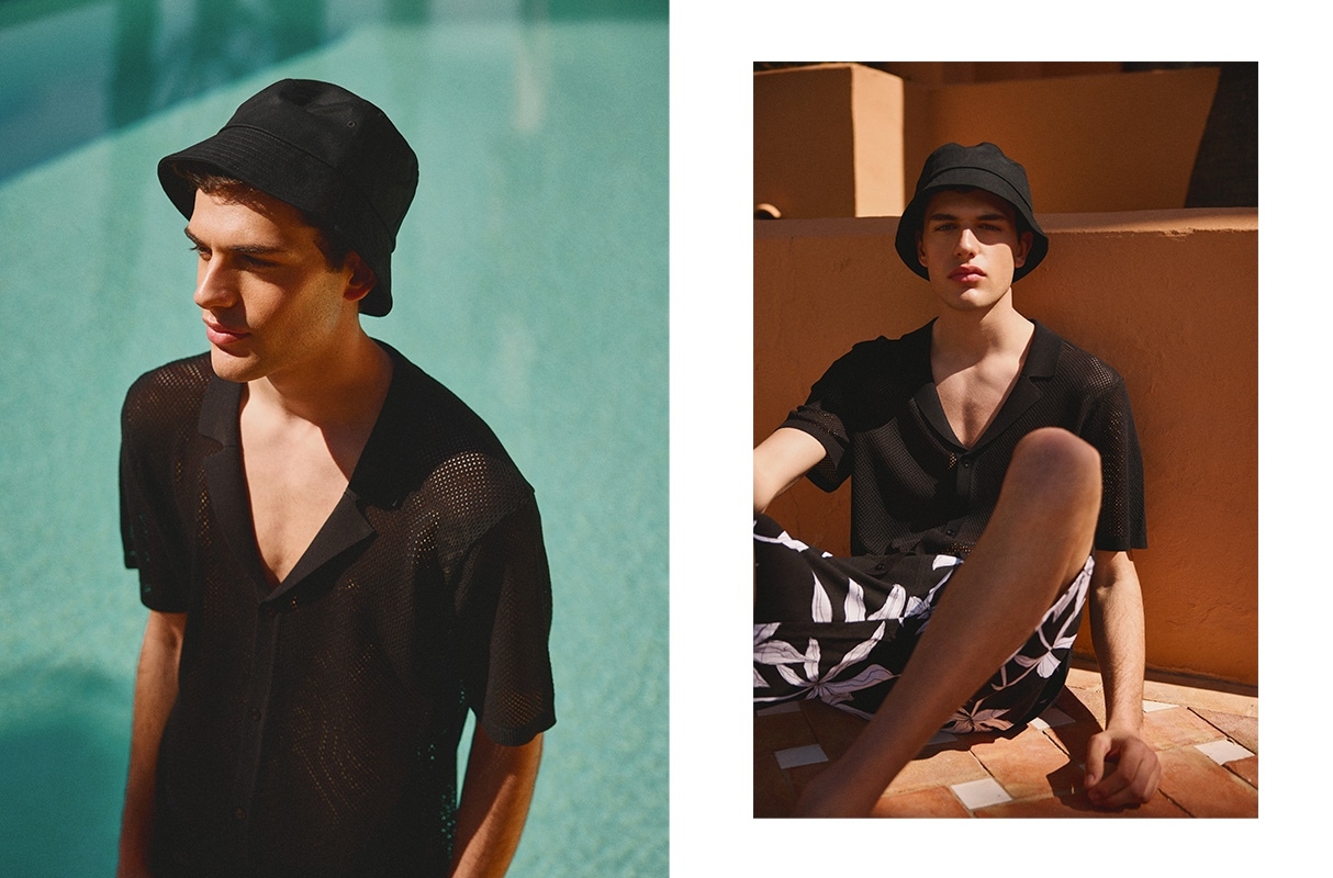 Black bucket hat black 45º front view