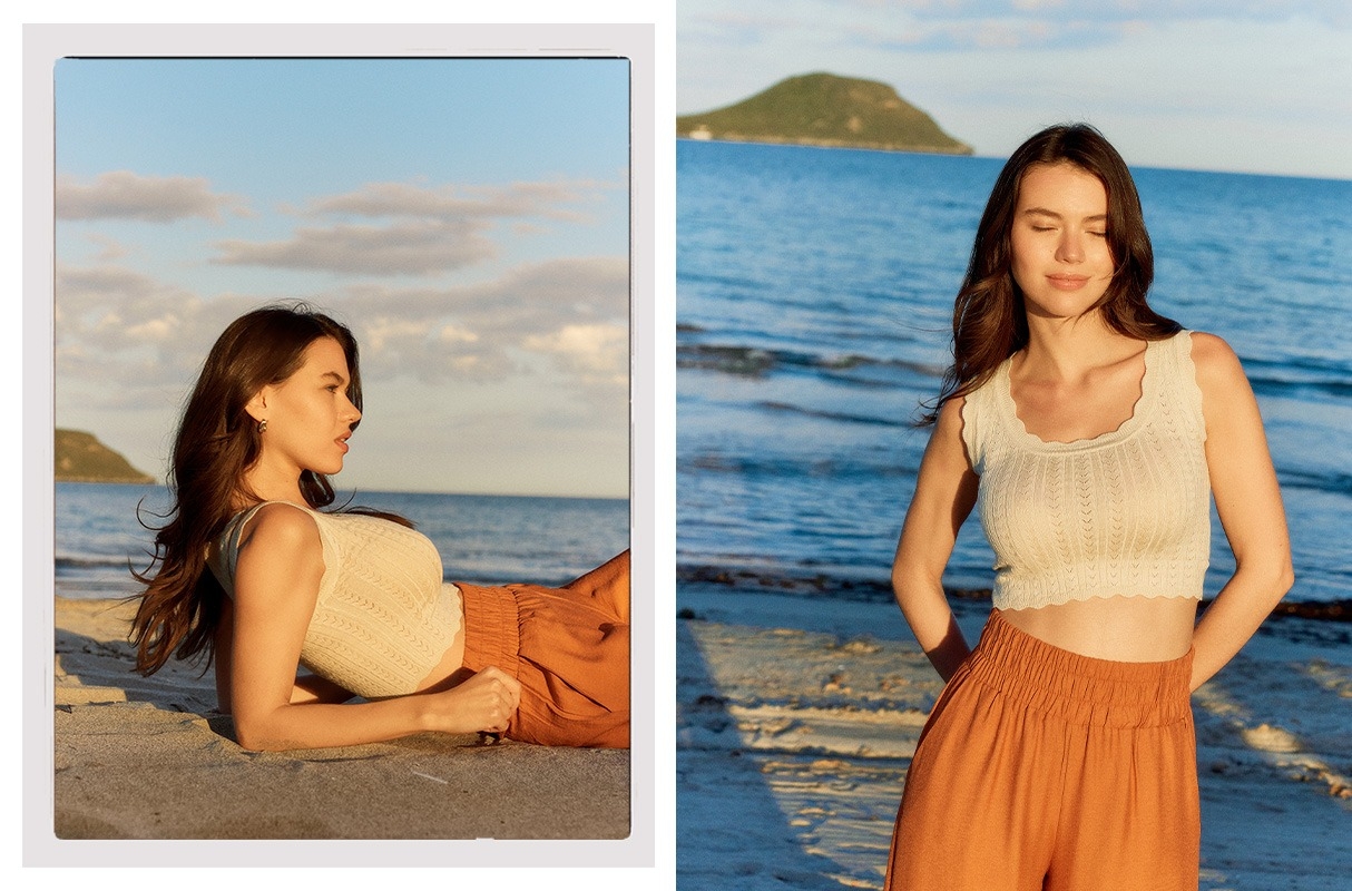 Top punto calado arena vista media frontal