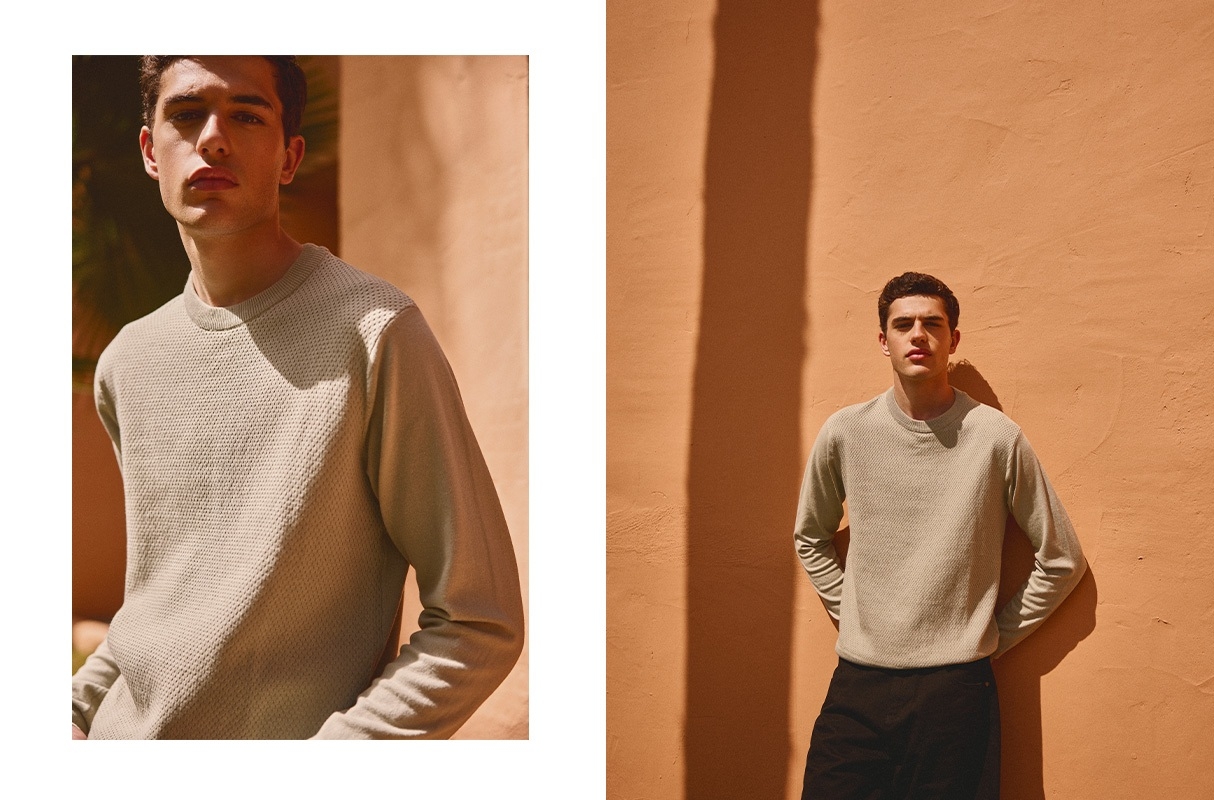 Green textured jersey greyish green middle front view