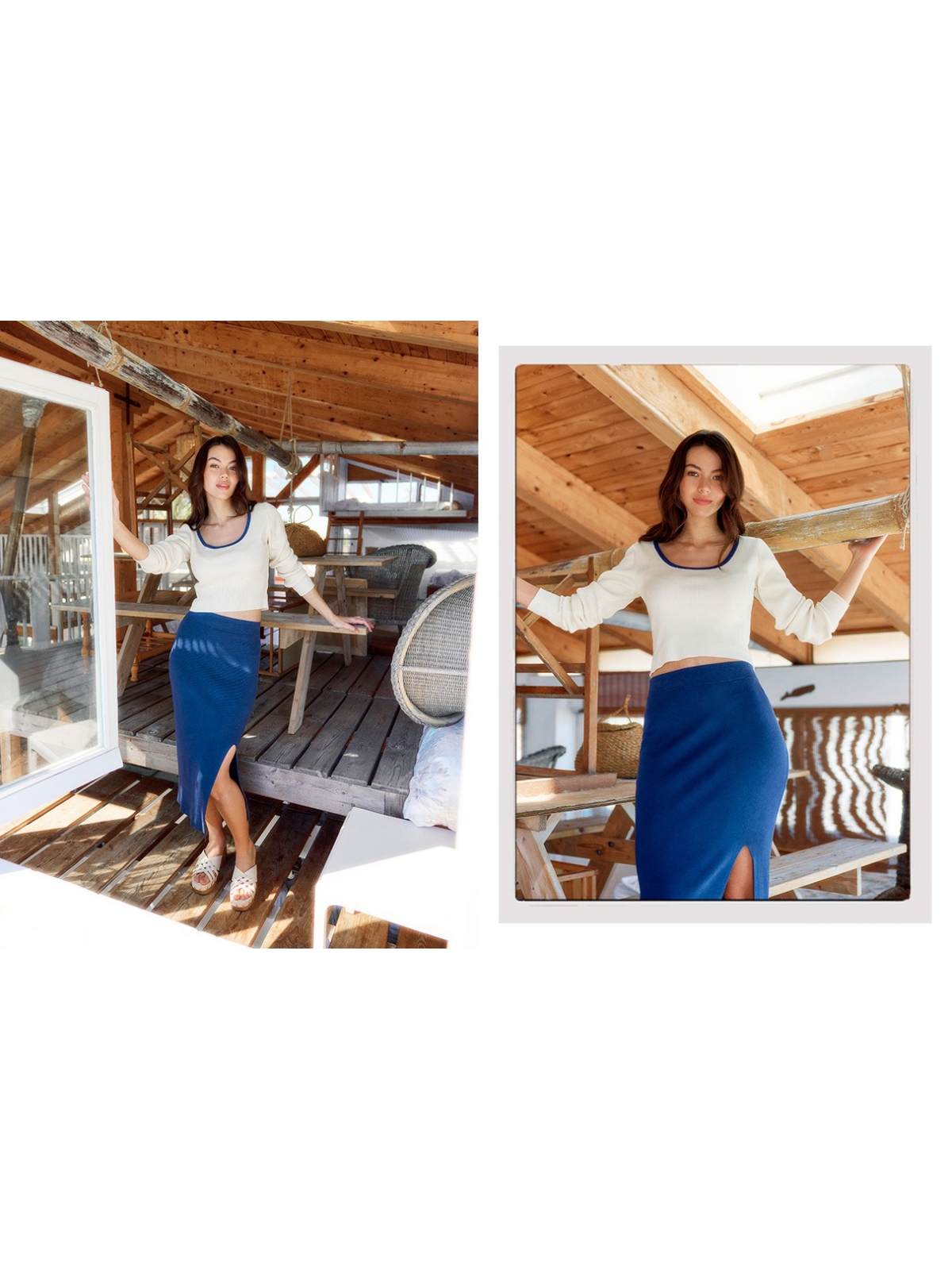 %NewExtra% Falda midi punto azul azul marino