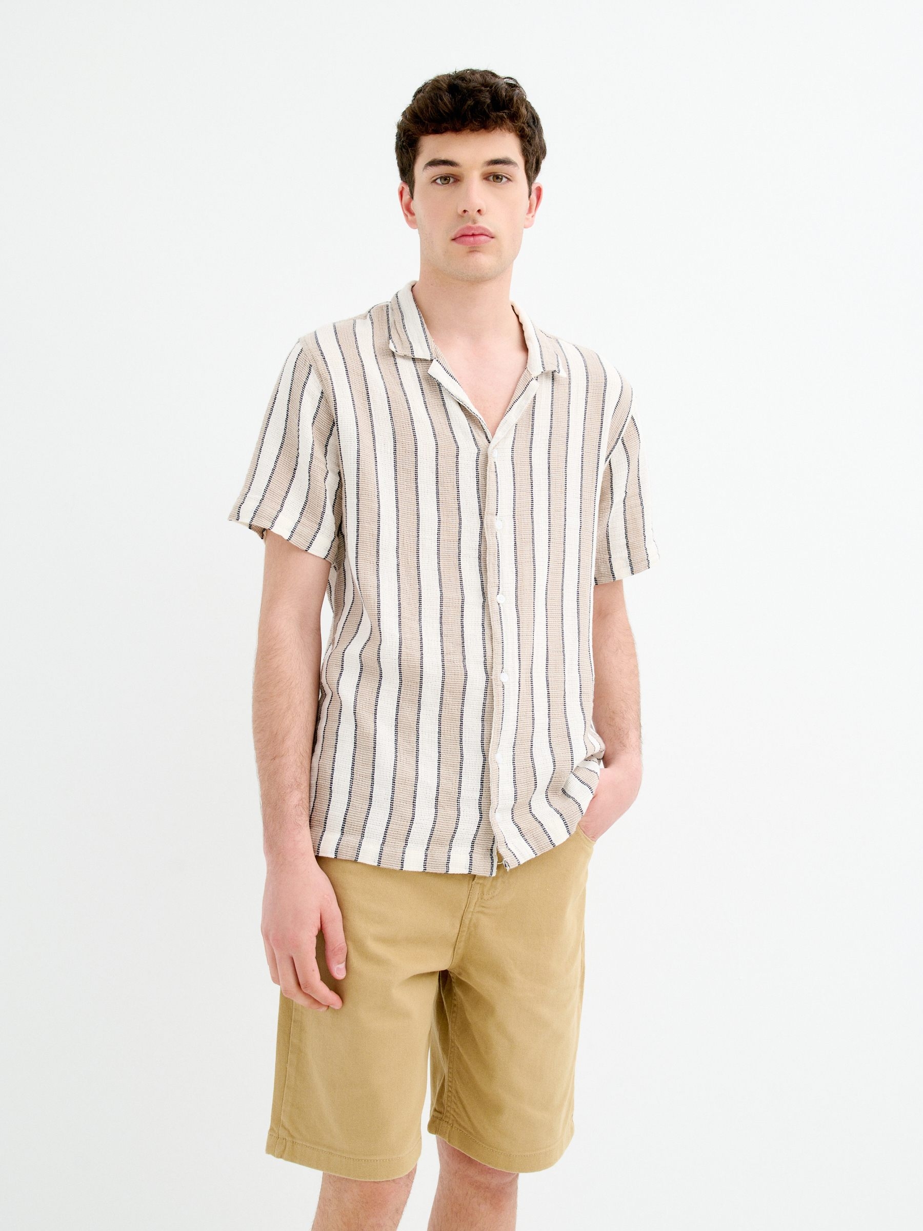 INSIDE Bermudas color baggy, Beige, 38