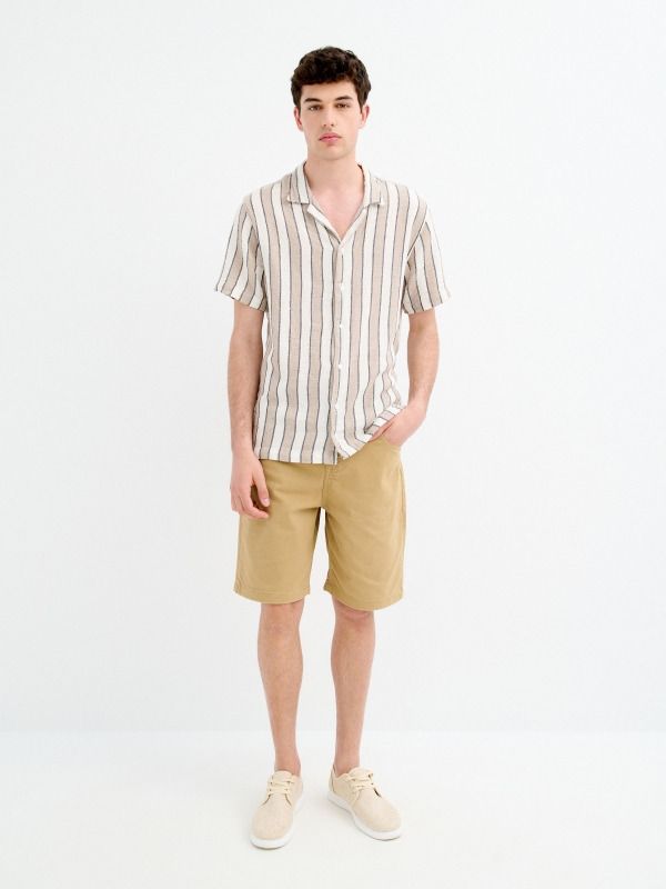 Bermudas cor baggy bege vista geral frontal