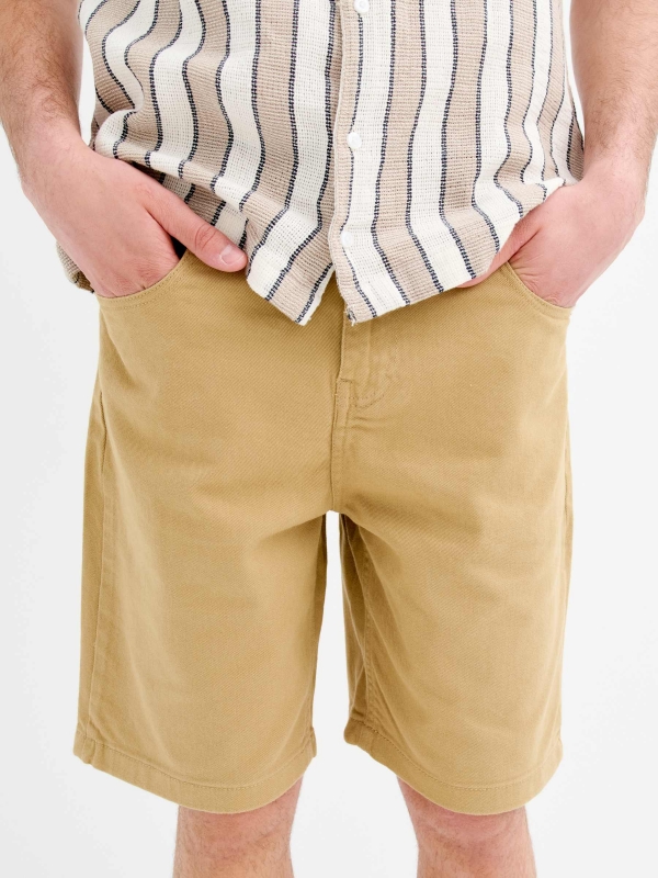 Bermudas cor baggy bege vista geral frontal