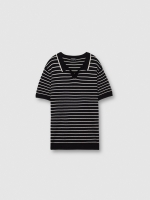%Pto% Striped knit polo black front view
