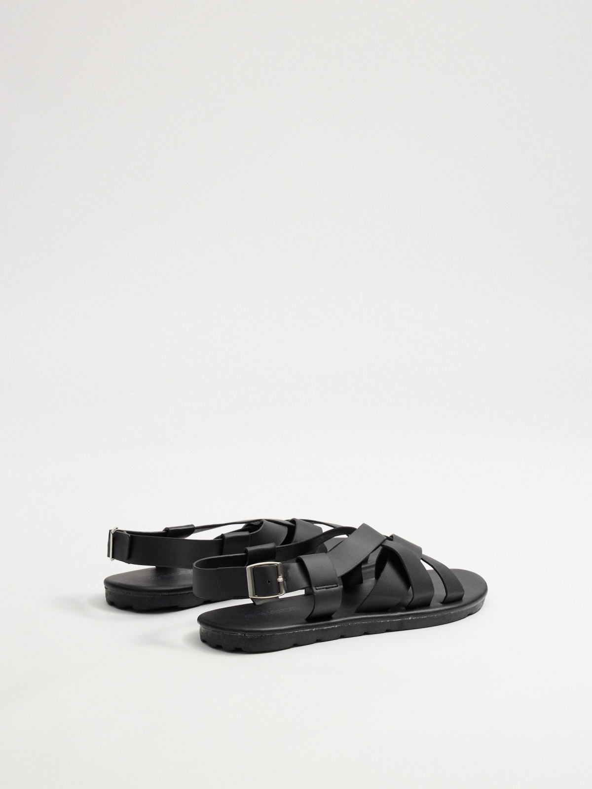 Black strappy sandals black 45º front view