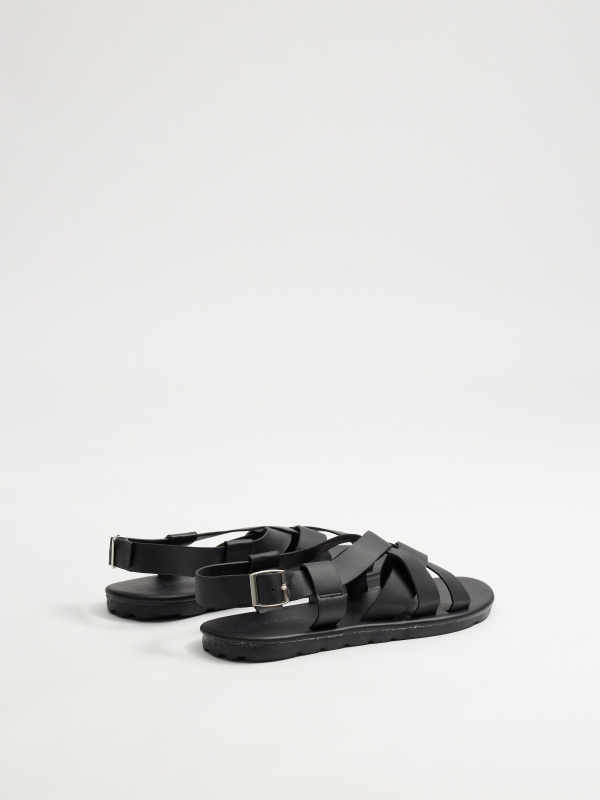 Black strappy sandals black 45º front view