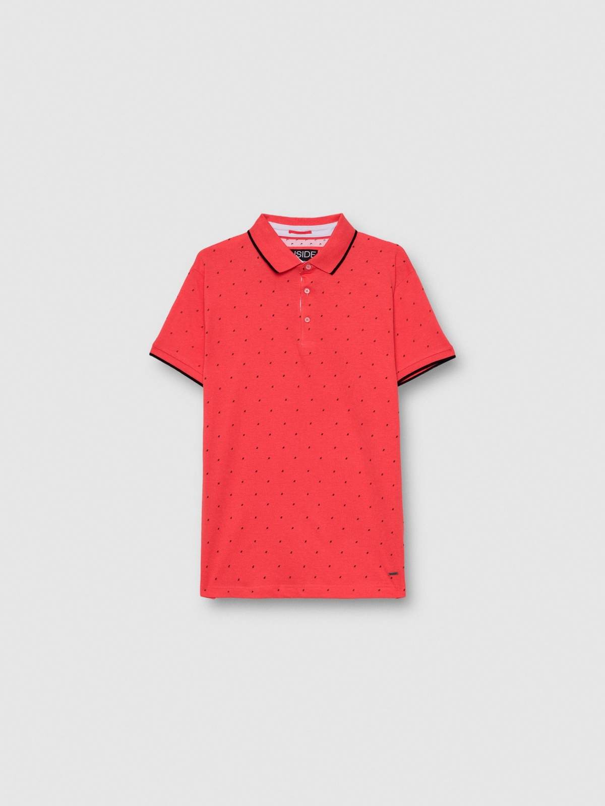 %Pto% Polo estampado palmeras rojo vista frontal