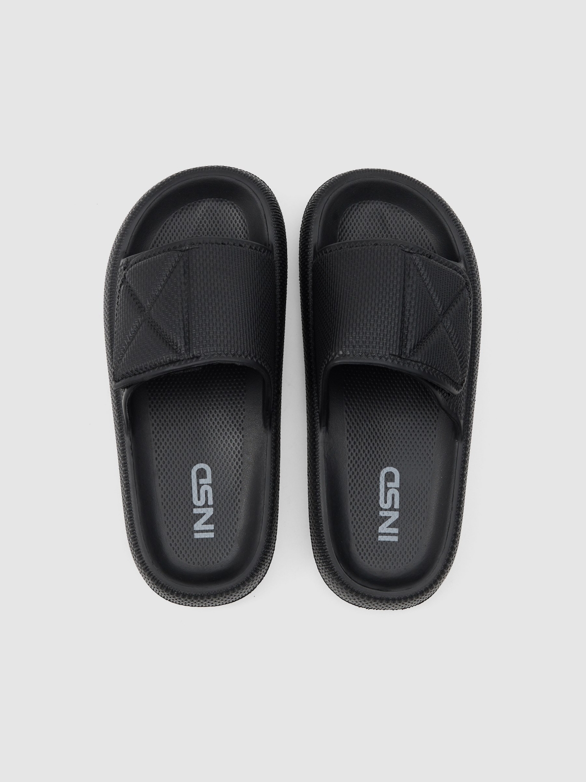 Chinelo refletivo preto vista superior