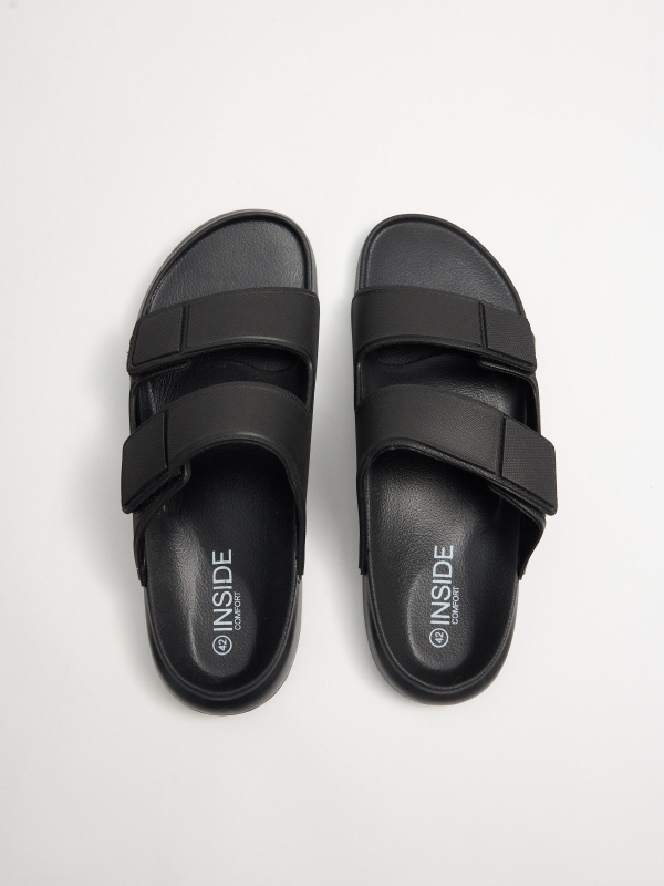 Chancla dos tiras velcro negro vista cenital