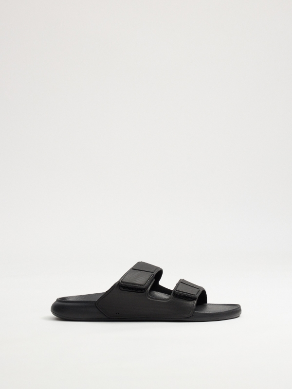 Chancla dos tiras velcro negro vista detalle