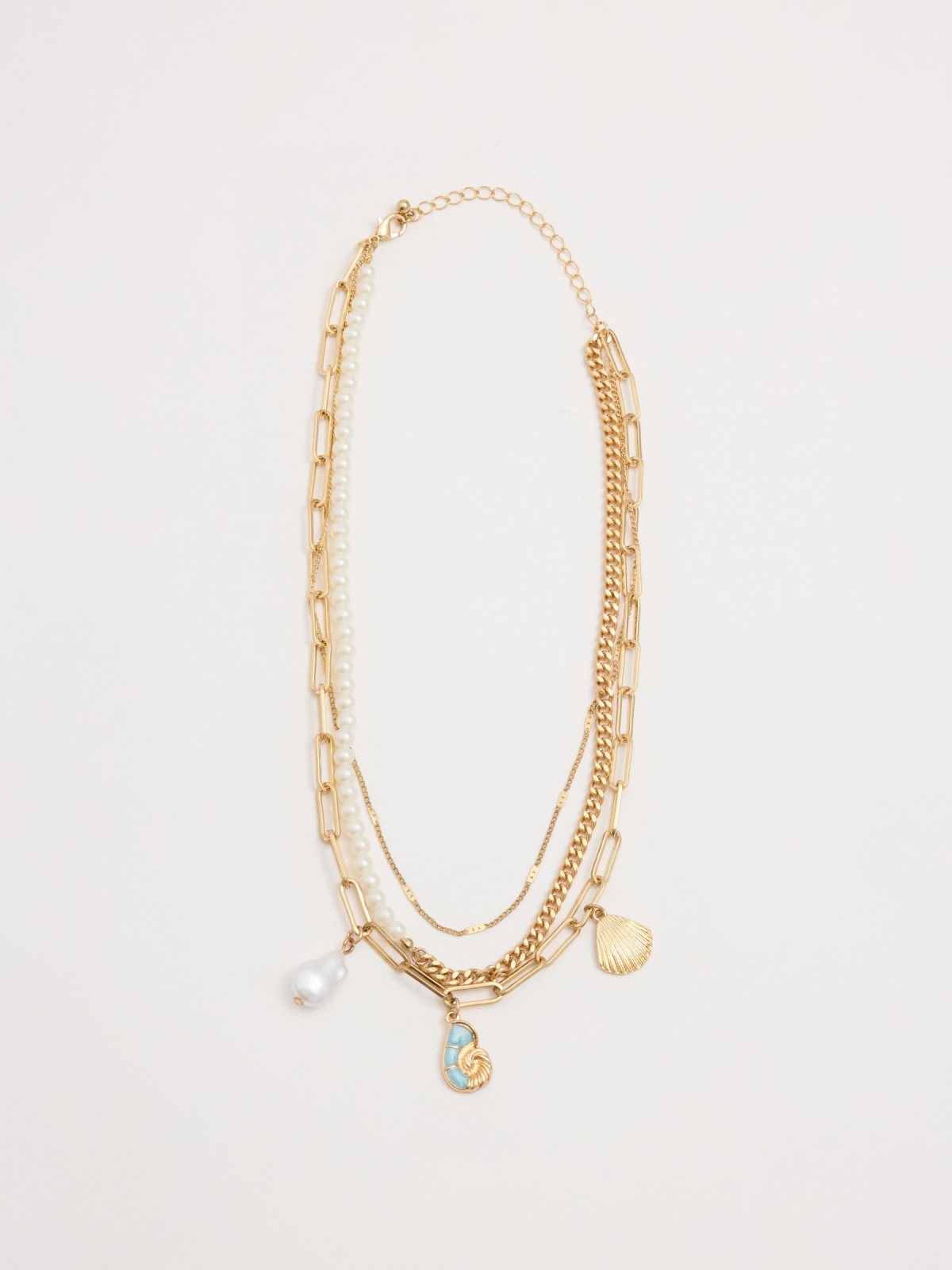 Golden multiple necklace multicolor general view