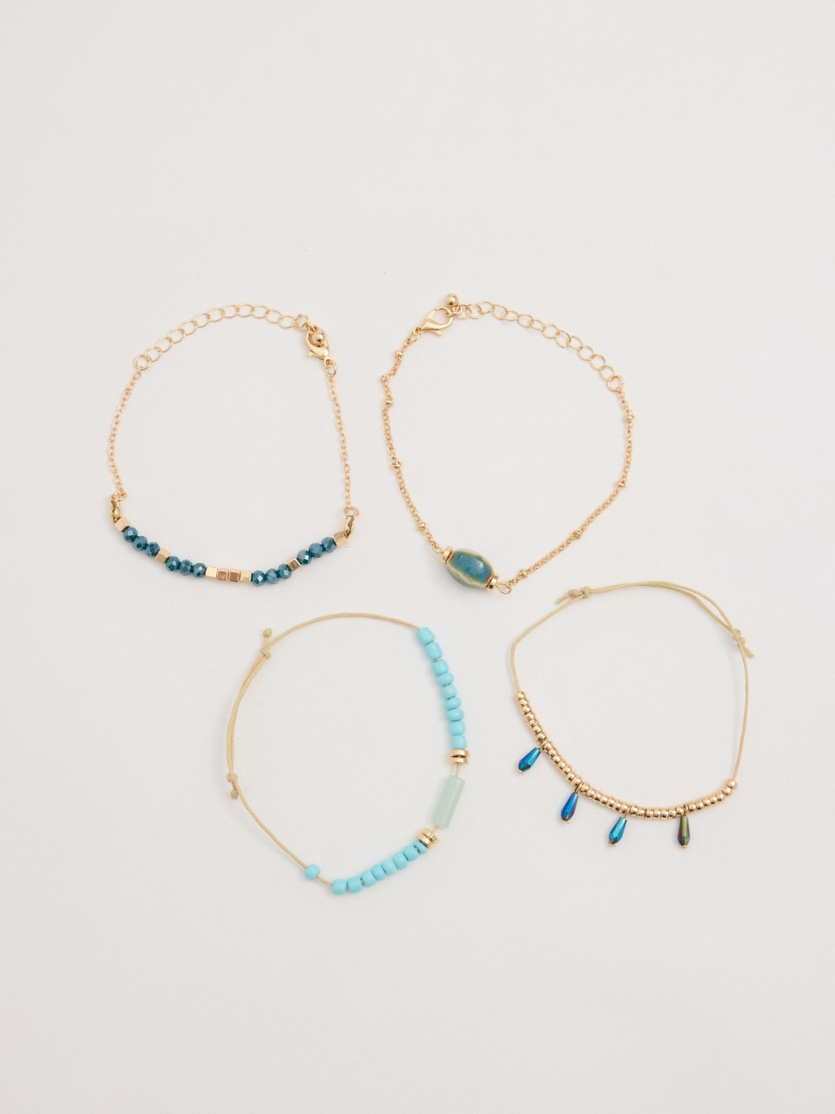 Set cuatro pulseras multicolor vista general