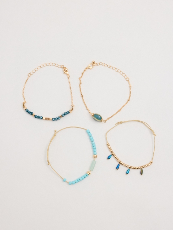 Set cuatro pulseras multicolor vista general