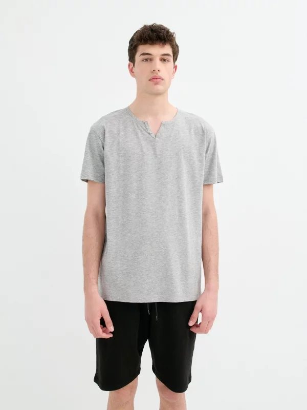 Short sleeve plain t-shirt medium melange middle front view