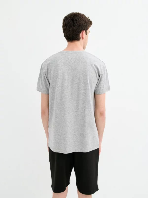 Short sleeve plain t-shirt medium melange middle back view