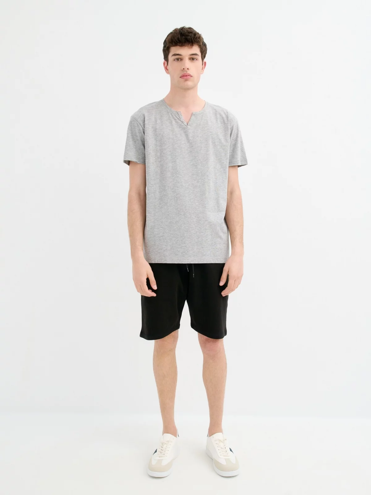 Short sleeve plain t-shirt medium melange general front view