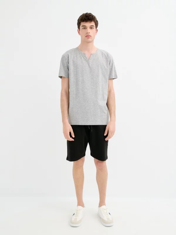 Short sleeve plain t-shirt medium melange general front view
