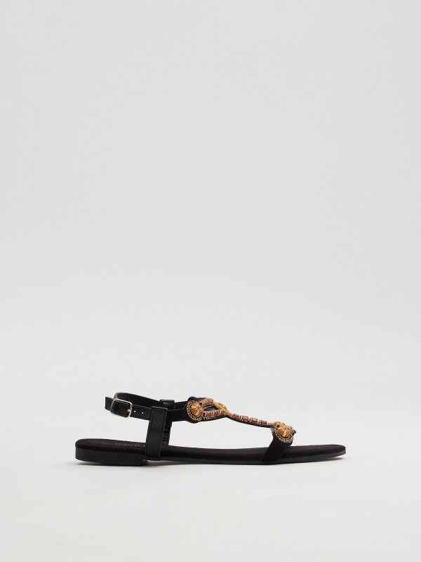 Studded wedges black/beige detail view