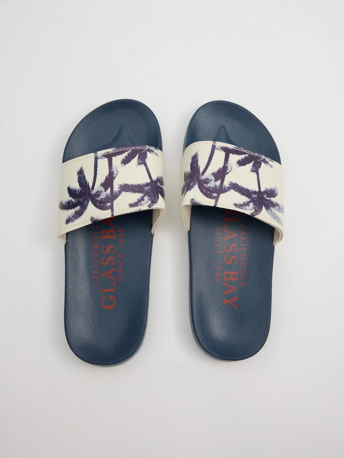 Flip-flops for palm trees sand zenithal view