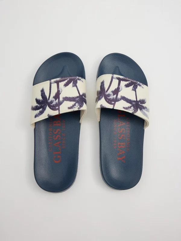 Flip-flops for palm trees sand zenithal view