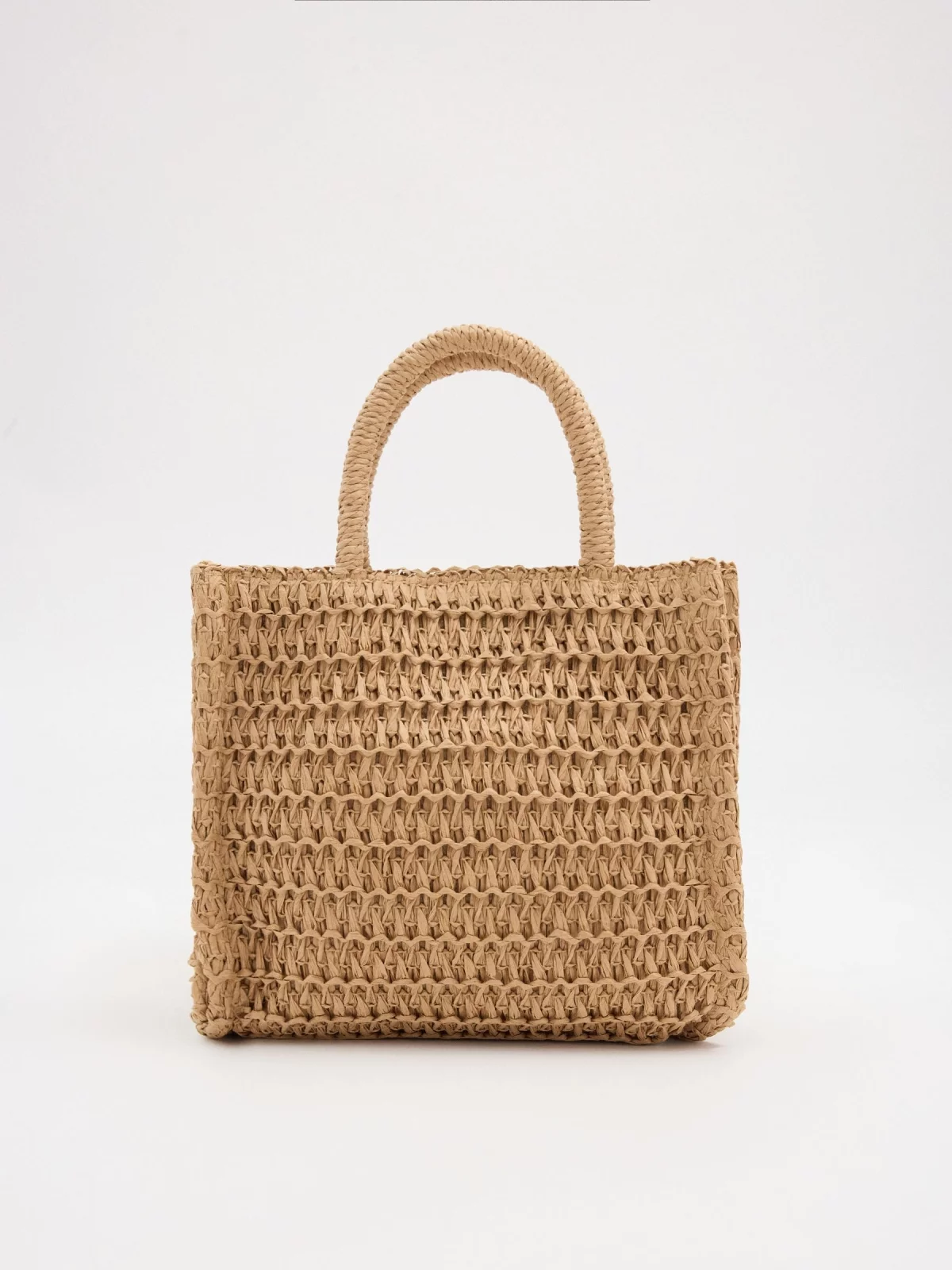 Brown jute crossbody bag brown general front view