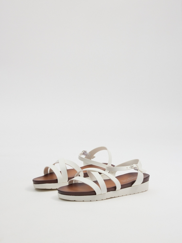 White strap sandal white 45º front view