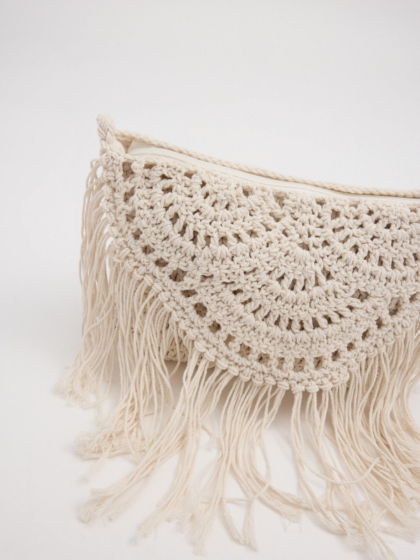 Bolso crochet cruzado blanco blanco vista general trasera